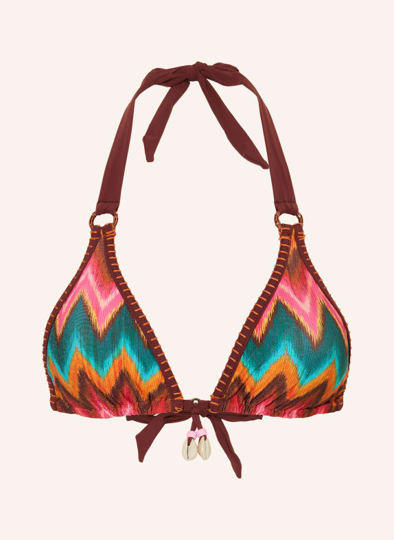 BANANA MOON Triangel-Bikini-Top RITA NALIKA mit Glitzergarn DUNKELROT / ORANGE / PETROL