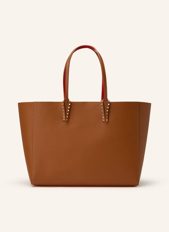 Christian Louboutin Shopper CABATA LARGE mit Pouch und Nieten COGNAC / ROT
