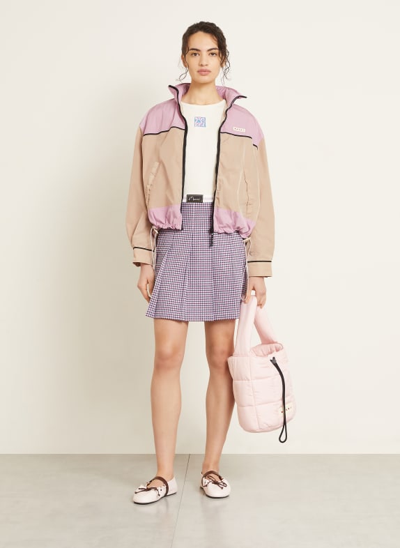 MARNI plooirok VIEUX ROSE / LICHTBLAUW / ZWART