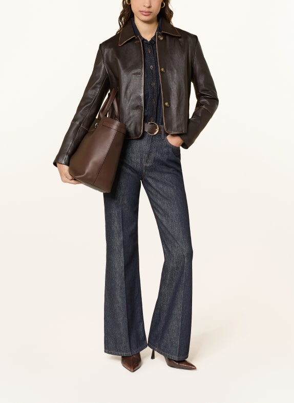 STUDIO AR Kožená bunda CLEO TMAVĚ HNĚDÁ