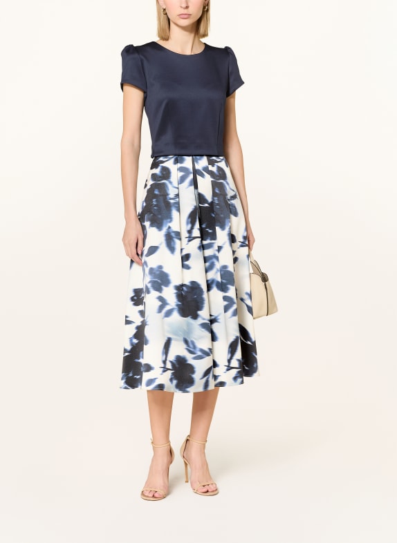 SWING plooirok WIT / DONKERBLAUW