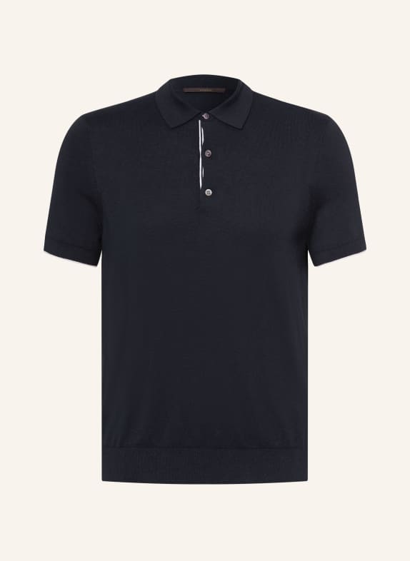 windsor. Strick-Poloshirt CASHMILO DUNKELBLAU / WEISS