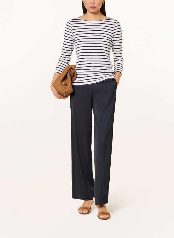 MORE & MORE Shirt with 3/4 sleeves WHITE / DARK BLUE