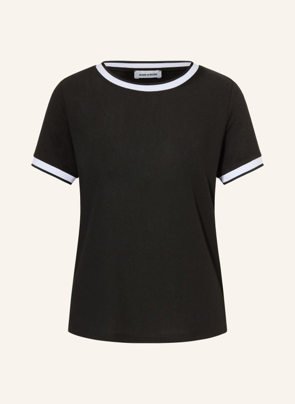 MORE & MORE T-Shirt im Materialmix SCHWARZ / WEISS