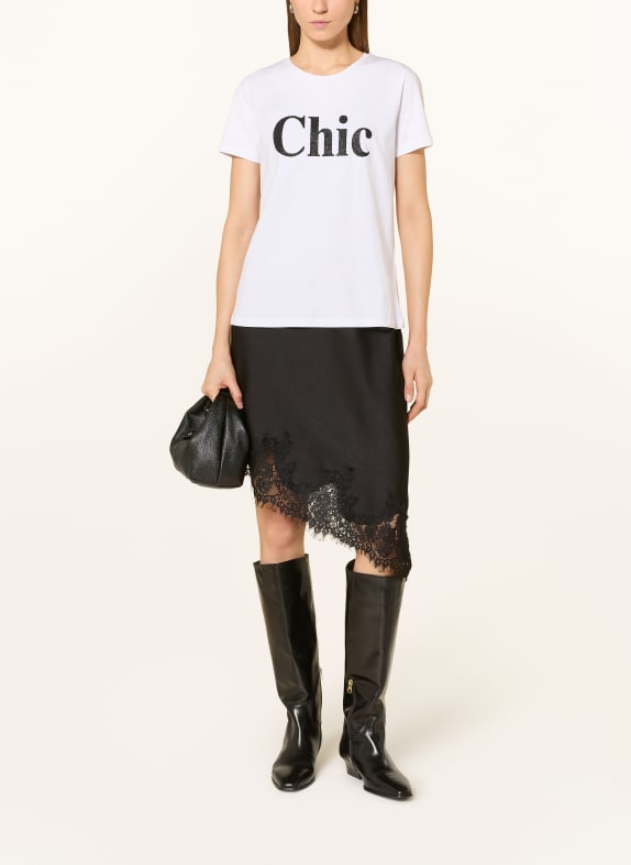 MORE & MORE T-shirt med strass VIT / SVART