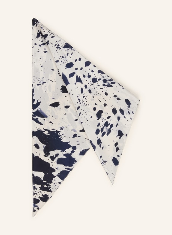 Lala Berlin Trojúhelníkový šátek TAREK z hedvábí KRÉMOVÁ / TMAVĚ MODRÁ