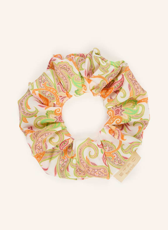 ETRO Hedvábná gumička do vlasů BÍLÁ / ORANŽOVÁ / NEONOVĚ ZELENÁ