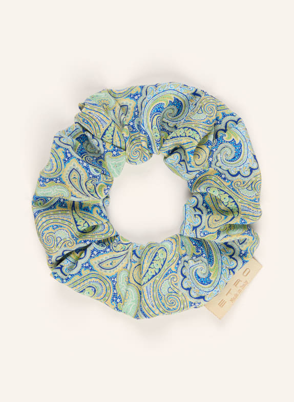 ETRO Hedvábná gumička do vlasů MÁTOVÁ / MODRÁ