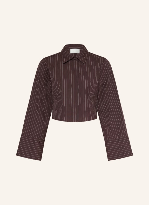 NEO NOIR Bluzka koszulowa FROST CIEMNOBRĄZOWY / BIAŁY