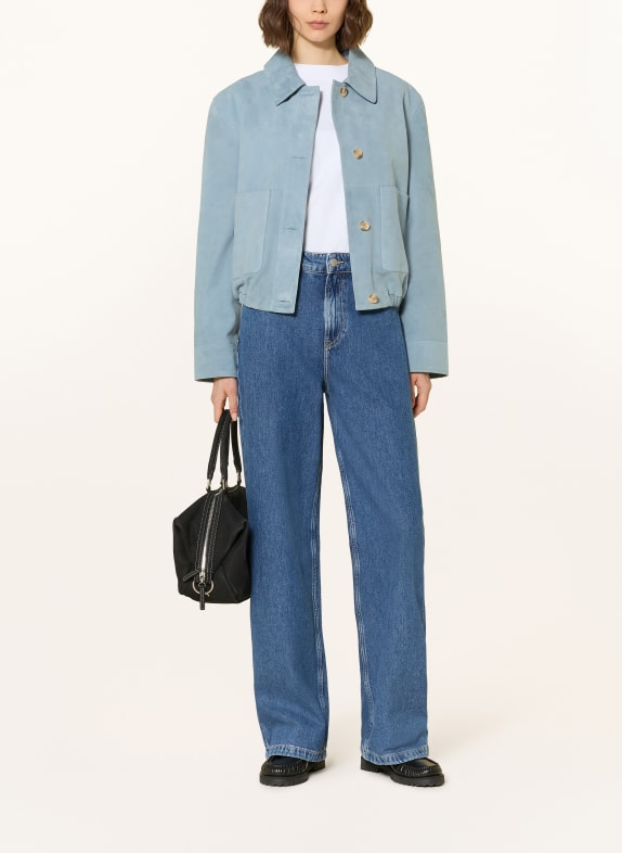 IQ STUDIO leather jacket LIGHT BLUE