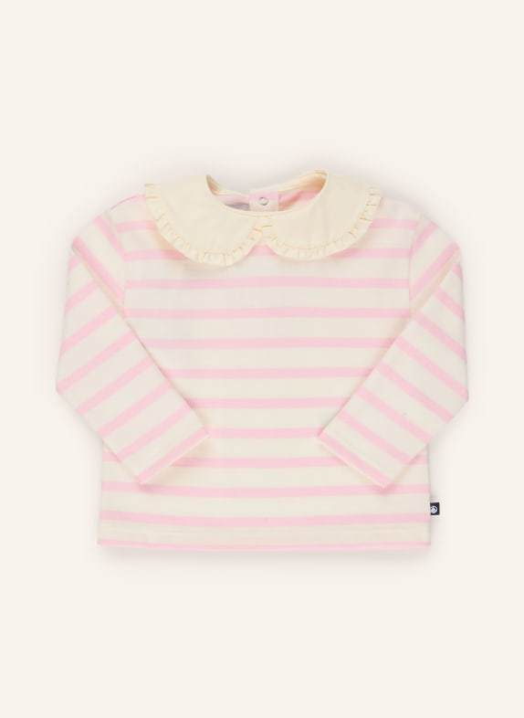 PETIT BATEAU Longsleeve MARINIERE mit Rüschen WEISS / ROSA