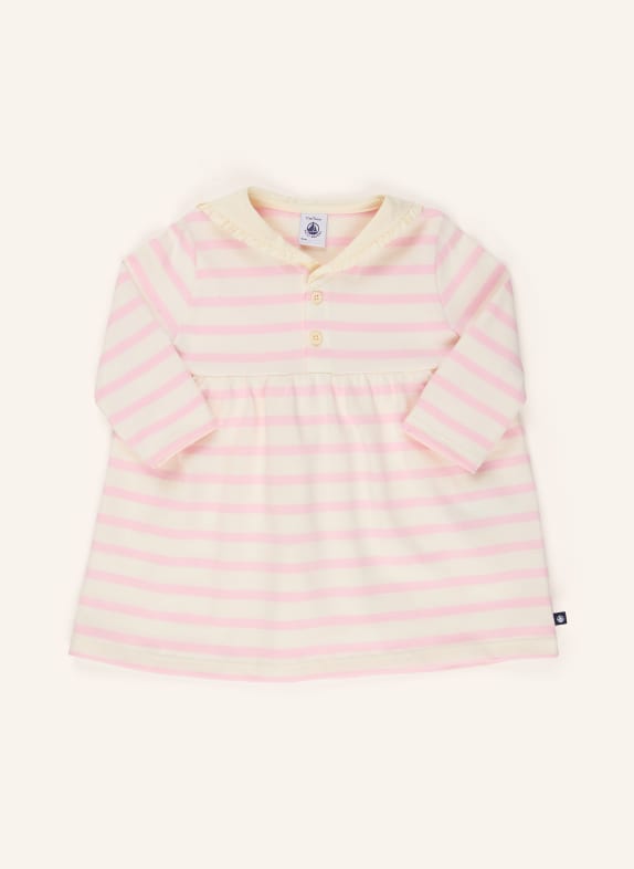 PETIT BATEAU Kleid mit Rüschen WEISS / ROSA