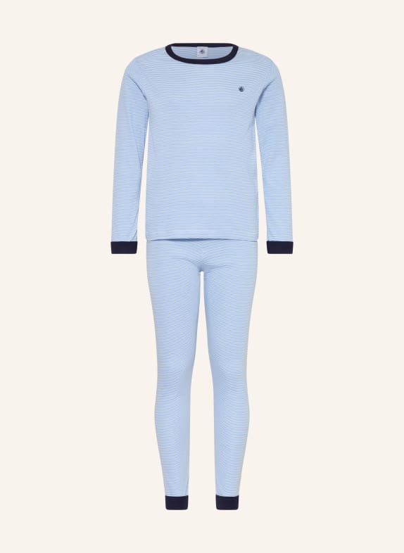 PETIT BATEAU Schlafanzug HELLBLAU / WEISS