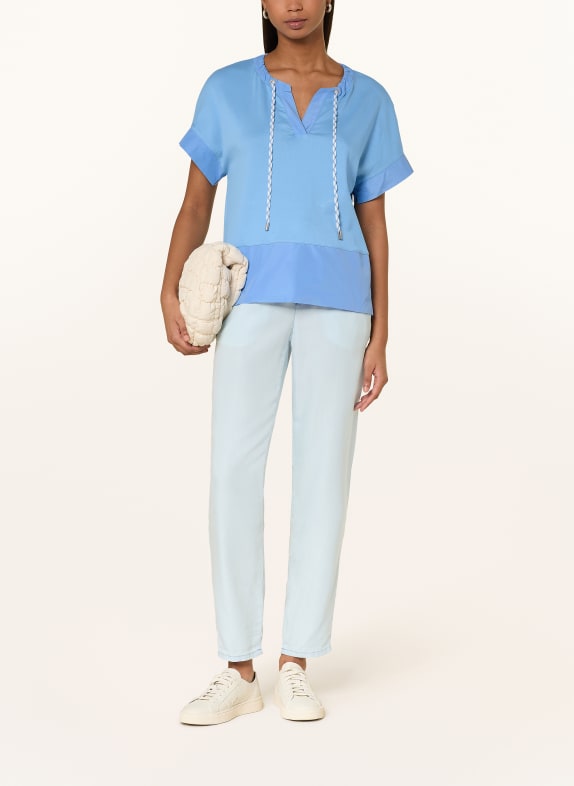 MARC CAIN T-shirt i blandet materiale 362 little boy blue