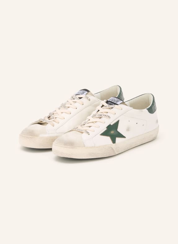 GOLDEN GOOSE Sneaker SUPER-STAR WEISS / CREME / DUNKELGRÜN