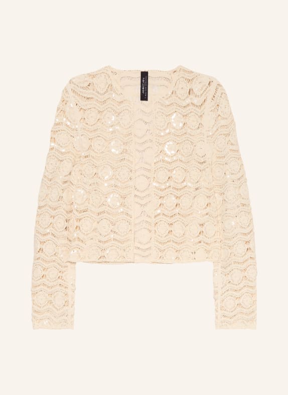 MARC CAIN Crochet jacket with decorative beads 112 bright ecru