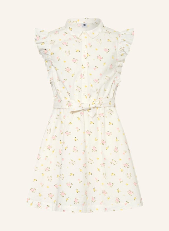 PETIT BATEAU Kleid mit Volants WEISS / ROSA / GELB