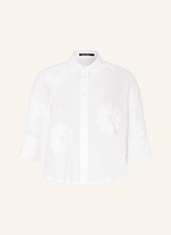 MARC AUREL Shirt blouse with 3/4 sleeves and eyelet lace WHITE