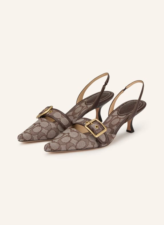 COACH MARGOT slingback pumps LIGHT GRAY / DARK BROWN