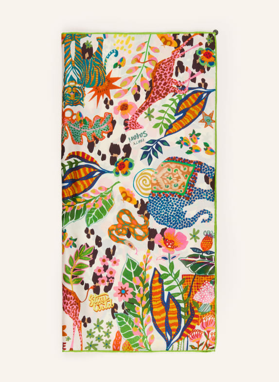 CODELLO silk scarf CREAM / ORANGE / GREEN