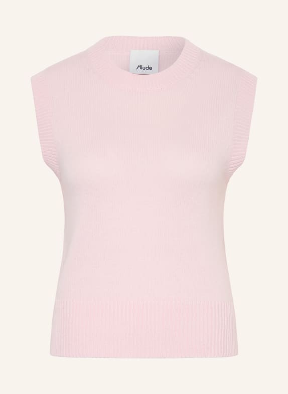ALLUDE Sweter bez rękawów z kaszmiru JASNORÓŻOWY