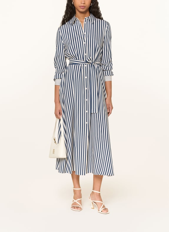 Alcidia da Veiga Hedvábné šaty NORA TMAVĚ MODRÁ / KRÉMOVÁ