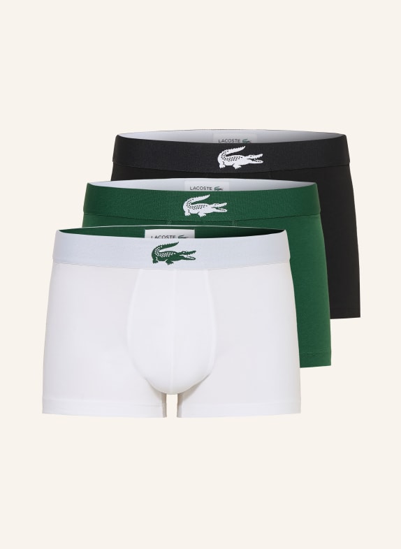 LACOSTE 3er-Pack Boxershorts DUNKELGRÜN / WEISS / SCHWARZ