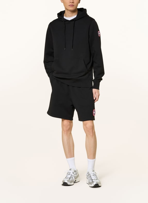 CANADA GOOSE Pantaloni scurți din material fleece ROVE NEGRU