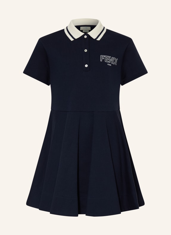 FENDI Piqué-Polokleid DUNKELBLAU / WEISS