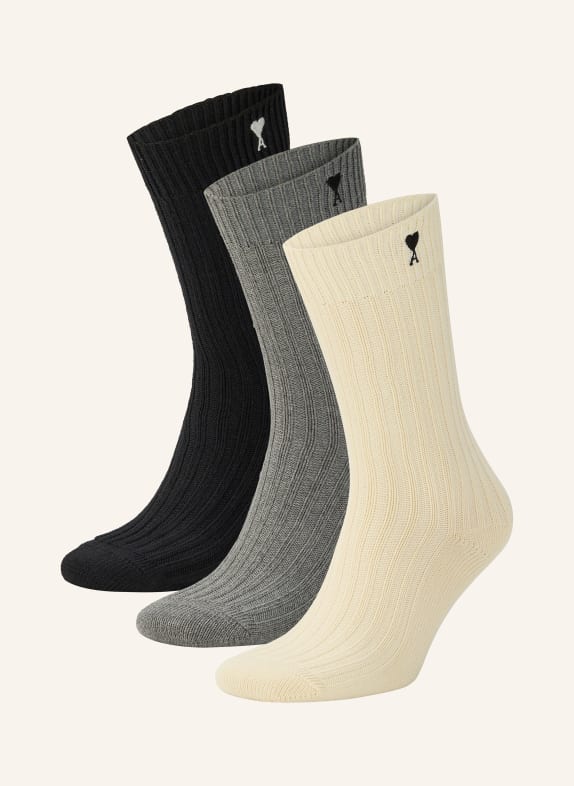 AMI PARIS 3er-Pack Strümpfe SCHWARZ / ECRU / GRAU