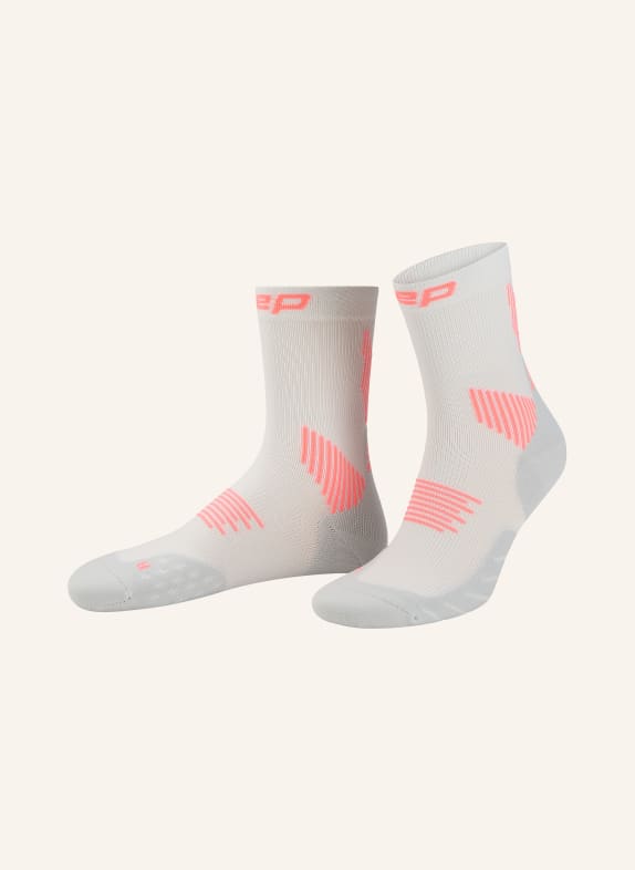 cep Běžecké ponožky CORE RUN COMPRESSION MID CUT MID CUSHION SVĚTLE ŠEDÁ / NEONOVĚ ORANŽOVÁ