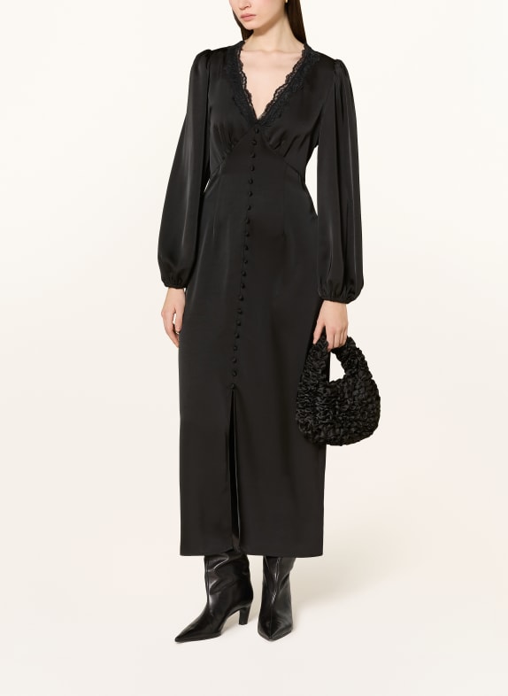 NEO NOIR Satinkleid ANIO mit Spitze SCHWARZ