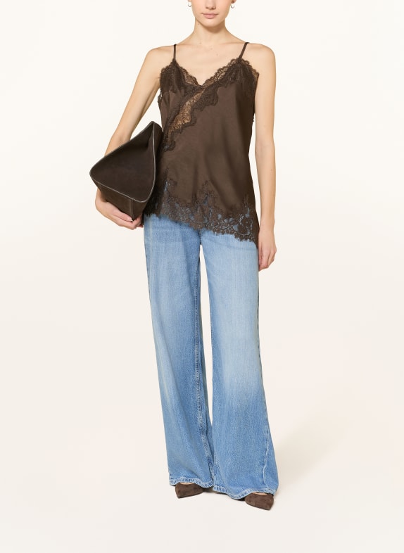 NEO NOIR Top VIOLE met kant MARRON FONCÉ