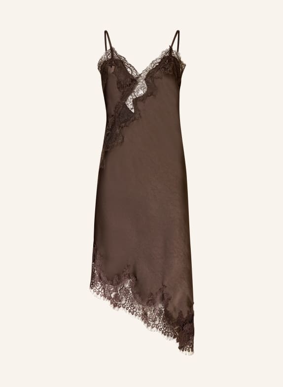 NEO NOIR SORELLE satin dress with lace DARK BROWN