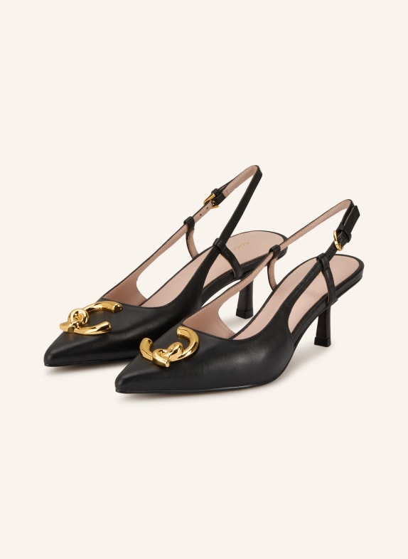 COCCINELLE slingback pumps BLACK / GOLD