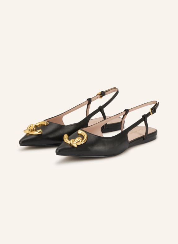COCCINELLE sling ballerinas BLACK / GOLD