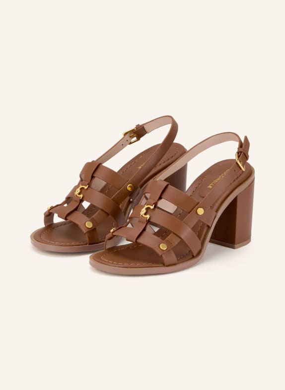 COCCINELLE Sandały z nitami KONIAKOWY / ZŁOTY
