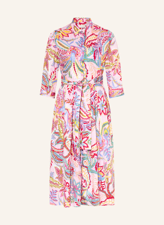 MILANO ITALY Shirt dress with 3/4 sleeves PINK / DARK RED / YELLOW