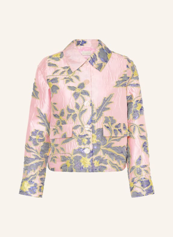 MILANO ITALY Kastenjacke aus Jacquard ROSA / HELLGRÜN / BLAU