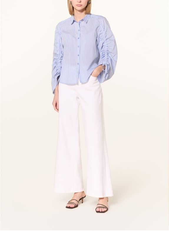 MILANO ITALY overhemdblouse BLAUW / WIT