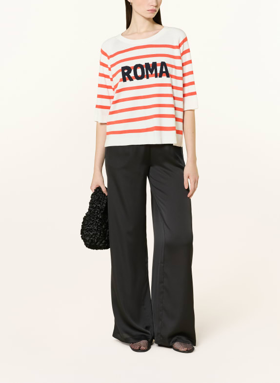 MILANO ITALY Oversized trui met 3/4-mouwen WIT / ROOD