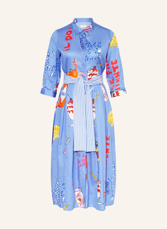 MILANO ITALY Shirt dress with 3/4 sleeves BLUE / RED / ORANGE