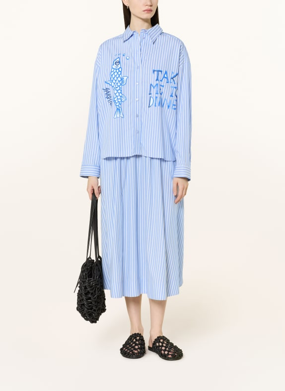 MILANO ITALY Oversized-Hemdbluse HELLBLAU / WEISS