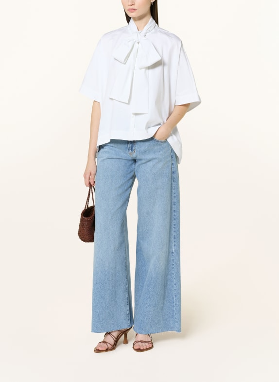 MILANO ITALY Oversized blouse met afneembare strik WIT