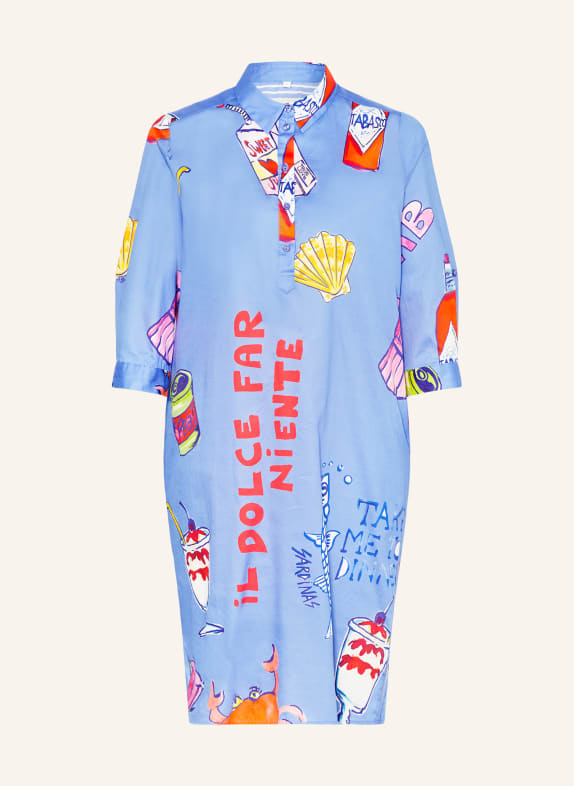 MILANO ITALY Košilové šaty s 3/4 rukávem MODRÁ / RŮŽOVÁ / ČERVENÁ