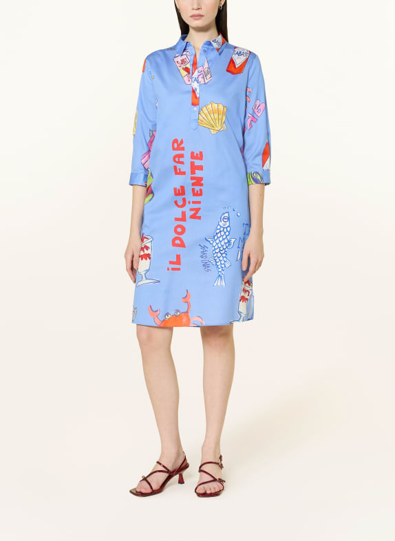 MILANO ITALY Košilové šaty s 3/4 rukávem MODRÁ / RŮŽOVÁ / ČERVENÁ