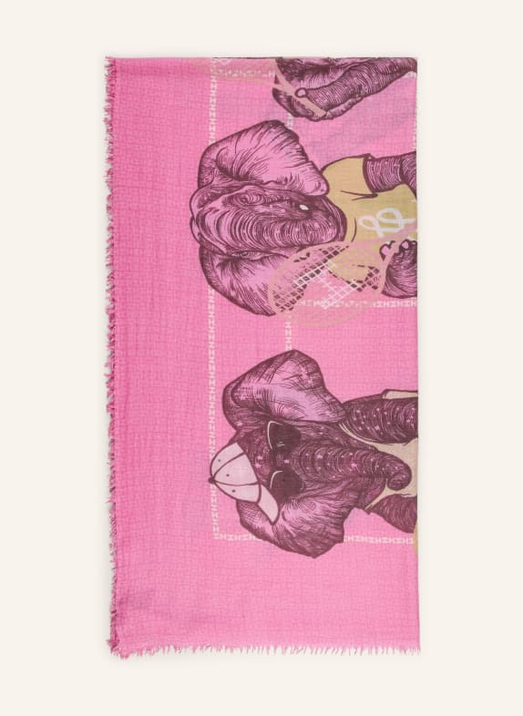 HEMISPHERE Szal z kaszmiru RÓŻOWY / FIOLETOWY / BIAŁY