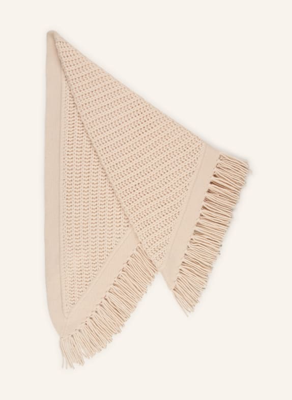 HEMISPHERE Trójkątna chusta z kaszmiru BEŻOWY