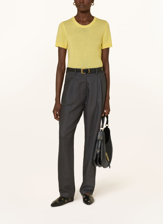 ALLUDE Gebreid shirt van kasjmier GEEL