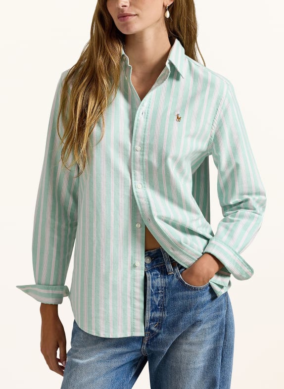 POLO RALPH LAUREN overhemdblouse LICHTGROEN / ROOD / WIT